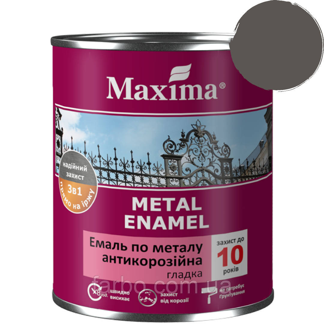 Емаль антикорозійна по металу 3 в 1, "гладка" темно-сіра 2.5 л, фото 1