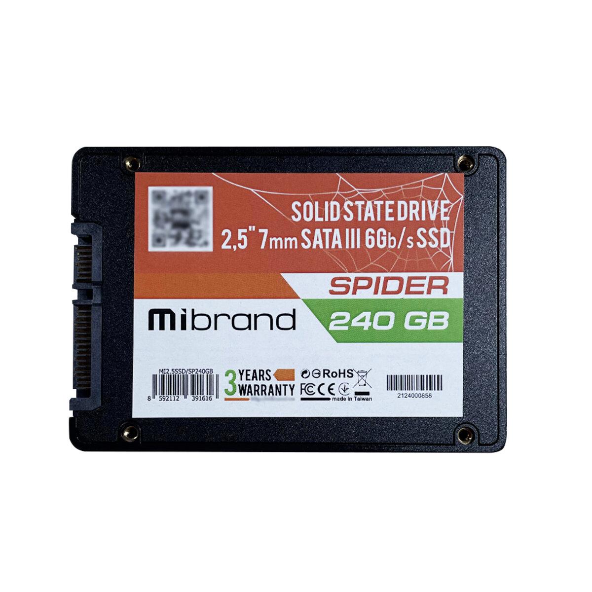 Надежный внутренний жесткий диск черный SSD Mibrand Spider 240GB 2.5" 7mm SATAIII Bulk - фото 1 - id-p1669412249