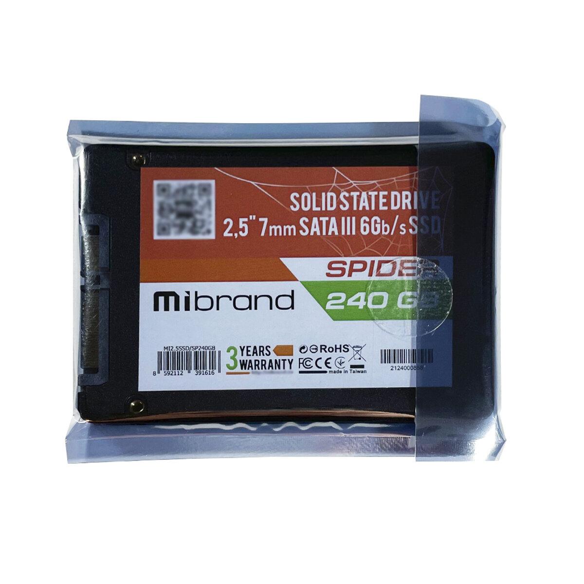Надежный внутренний жесткий диск черный SSD Mibrand Spider 240GB 2.5" 7mm SATAIII Bulk - фото 3 - id-p1669412249