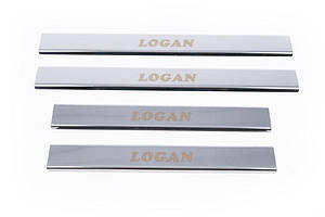 Renault Logan 2005-2008 Накладки на пороги Carmos V1 (4 шт., неірж.) ARS Накладки на пороги Рено Логан 1