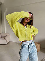 В'язана кофта Brandon жіноча укорочена вільного крою на ґудзиках Ssof1051, фото 5