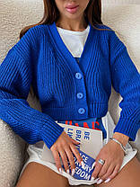 В'язана кофта Brandon жіноча укорочена вільного крою на ґудзиках Ssof1051, фото 3