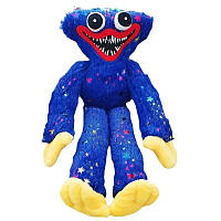 Мягкая игрушка Блестящий Хаги Ваги Huggy Wuggy с липучками на руках 45 см Синий