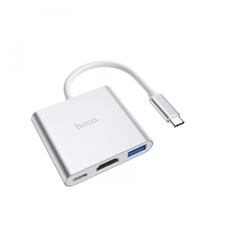 Перехідник USB-Хаб Hoco HB14 Easy Use (Type-C to USB3.0+HDMI+PD)