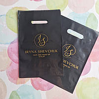 Поліетиленовий пакет банан 20x30см з логотипом, чорний, рожевий