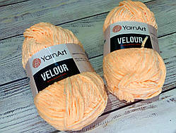 Нитки в'язальні YarnArt Velour. 100 г. 170 м. Колір — персиковий 863