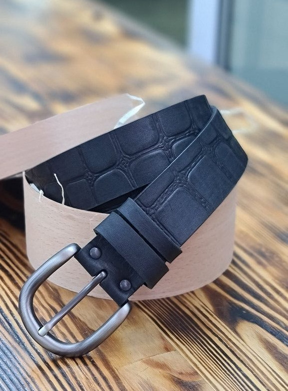 Ремінь чоловічий шкіряний вузький якісний повсякденний повсякденний під джинси чорний 4 см., фото 1