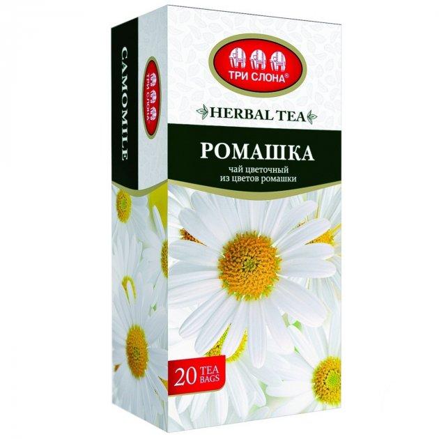 Трав'яний чай із ромашкою Три Слони в пакетиках 20 штук, фото 1