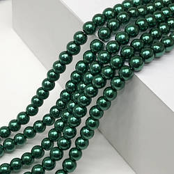 Перли скляні Майорка 6мм - 135шт, колір - зелений