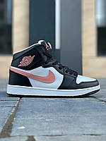 Кроссовки Nike Air Jordan 1 Pink/Black черные женские найк аир джордан демисезонные повседневные