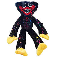 Мягкая игрушка Блестящий Хаги Ваги Huggy Wuggy с липучками на руках 45 см Черный