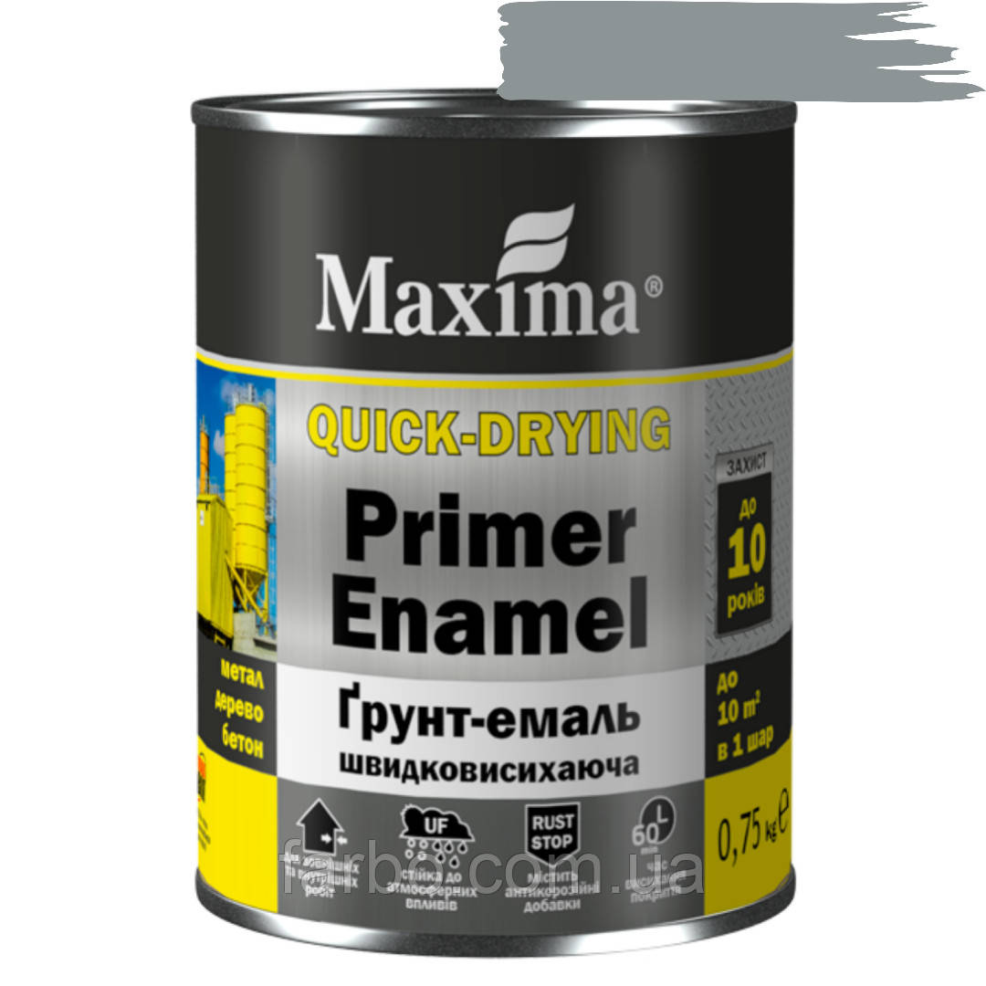 Грунт-емаль швидковисихаюча Maxima Сіра 0.75кг