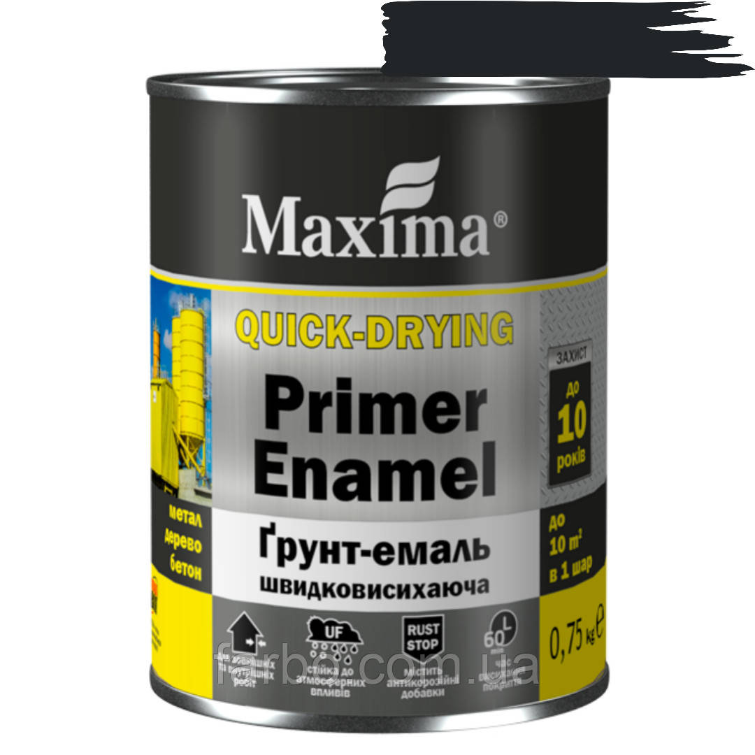 Грунт-емаль швидковисихаюча Maxima Чорна 2.5кг