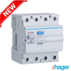 Пристрій захисного відключення (ПЗВ) 4P 63A 30mA "A" HAGER / на DIN-рейку / Диференціальне реле / Premium