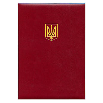 Папка ділова "Герб України" бордова А4, обкладинка баладек