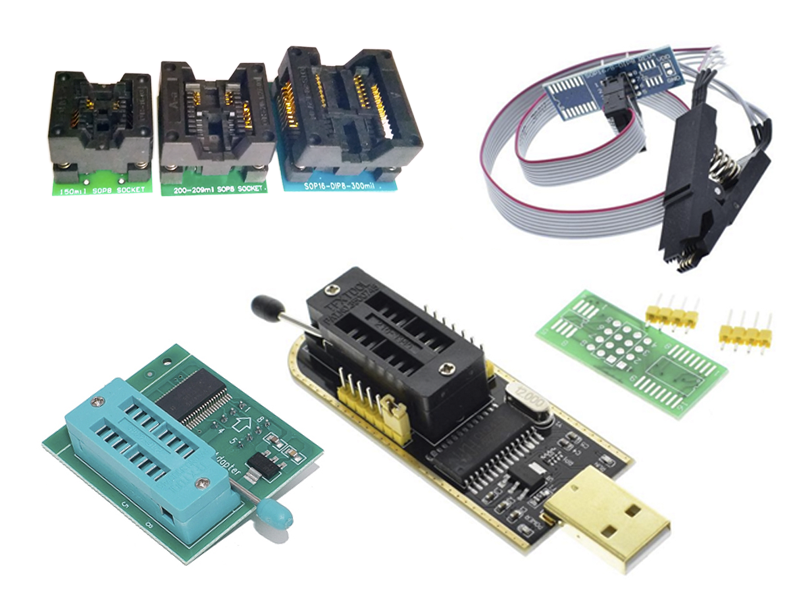 Програматор CH341A 24 25 FLASH EEPROM з прищіпкою SOP8 SOIC8 і 1.8V адапттер, фото 1