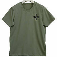 Футболка військова тактична для військовослужбовців, армійська солдатська футболка з хрестом НГУ