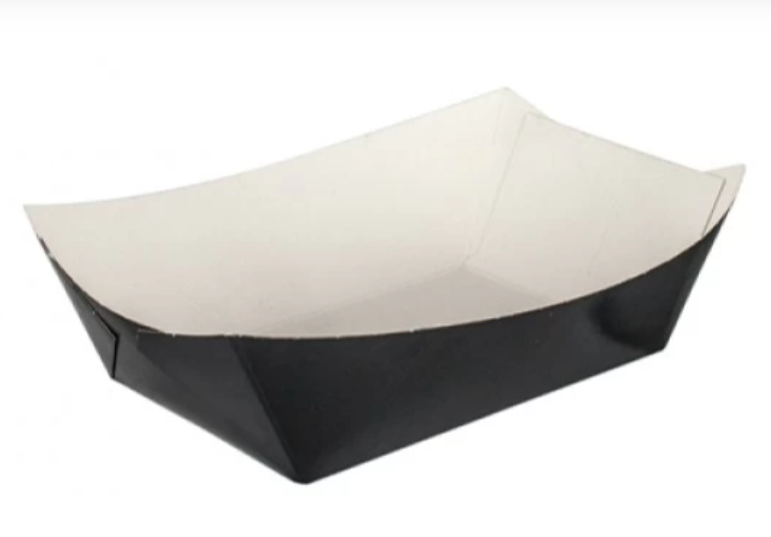 Тарілка-човник паперовий мала чорна 106*72*42 мм. (250)