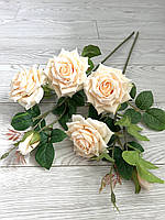 Искусственная роза . Ветка декоративной розы , имитация натуральной( Premium чайная 63 см )