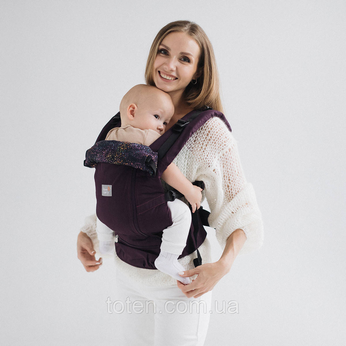 Сумка слинг рюкзак переноски для новорожденных пурпурный Love & Carry AIR Галактика - фото 2 - id-p1669492454