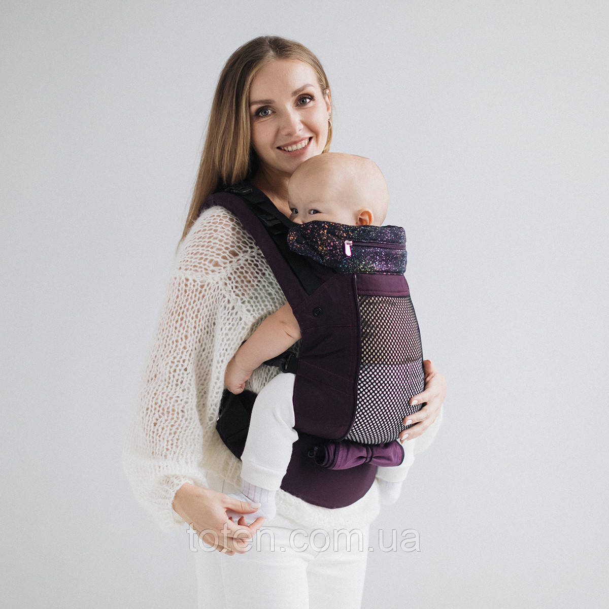Сумка слинг рюкзак переноски для новорожденных пурпурный Love & Carry AIR Галактика - фото 4 - id-p1669492454