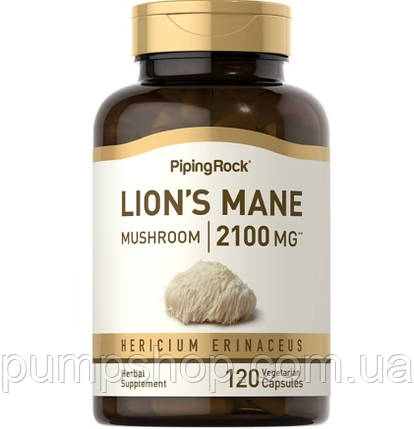 Єжовик гребінчастий Piping Rock Super Lion's Mane Mushroom 2100 мг 120 капс., фото 1