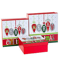Прочные картонные коробки для новогодних подарков набор 3 шт 28*28*11 см