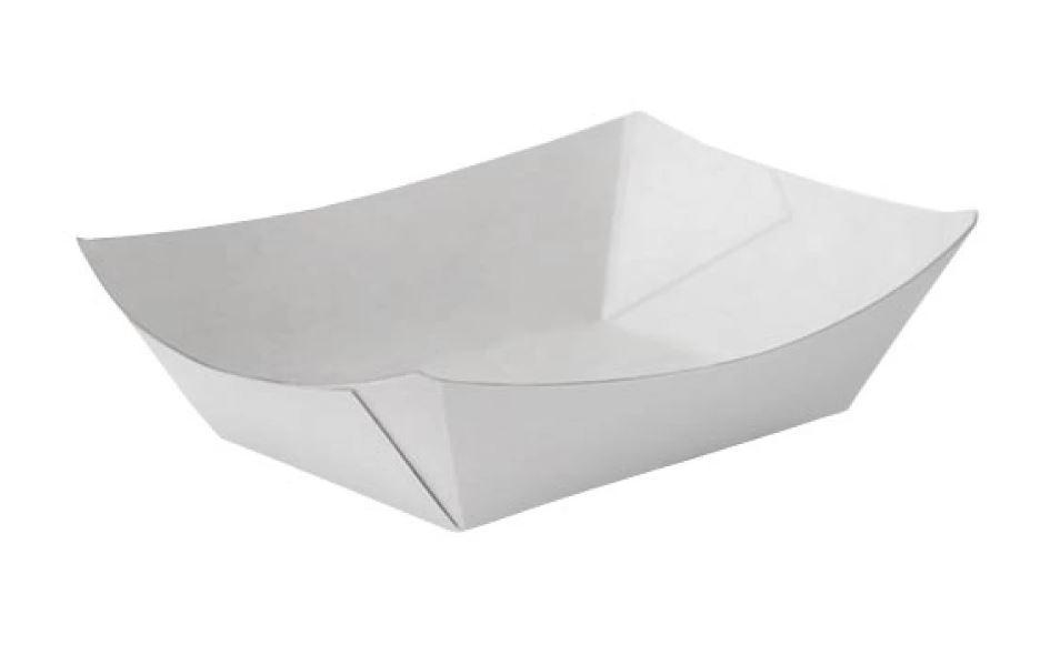 Тарілка-човник паперовий великий білий 138*82*50 мм.