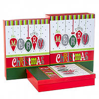 Пакувальні коробки із міцного картону 39*30*11 см для новорічних подарунків набір 3 шт