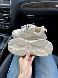 Кросівки жіночі Balenciaga Triple S Beige бежеві демісезонні повсякденні на масивній підошві, фото 3