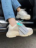 Кросівки жіночі Balenciaga Triple S Beige бежеві демісезонні повсякденні на масивній підошві, фото 7