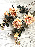 Искусственная роза . Ветка декоративной розы ( коралловая 90 см )