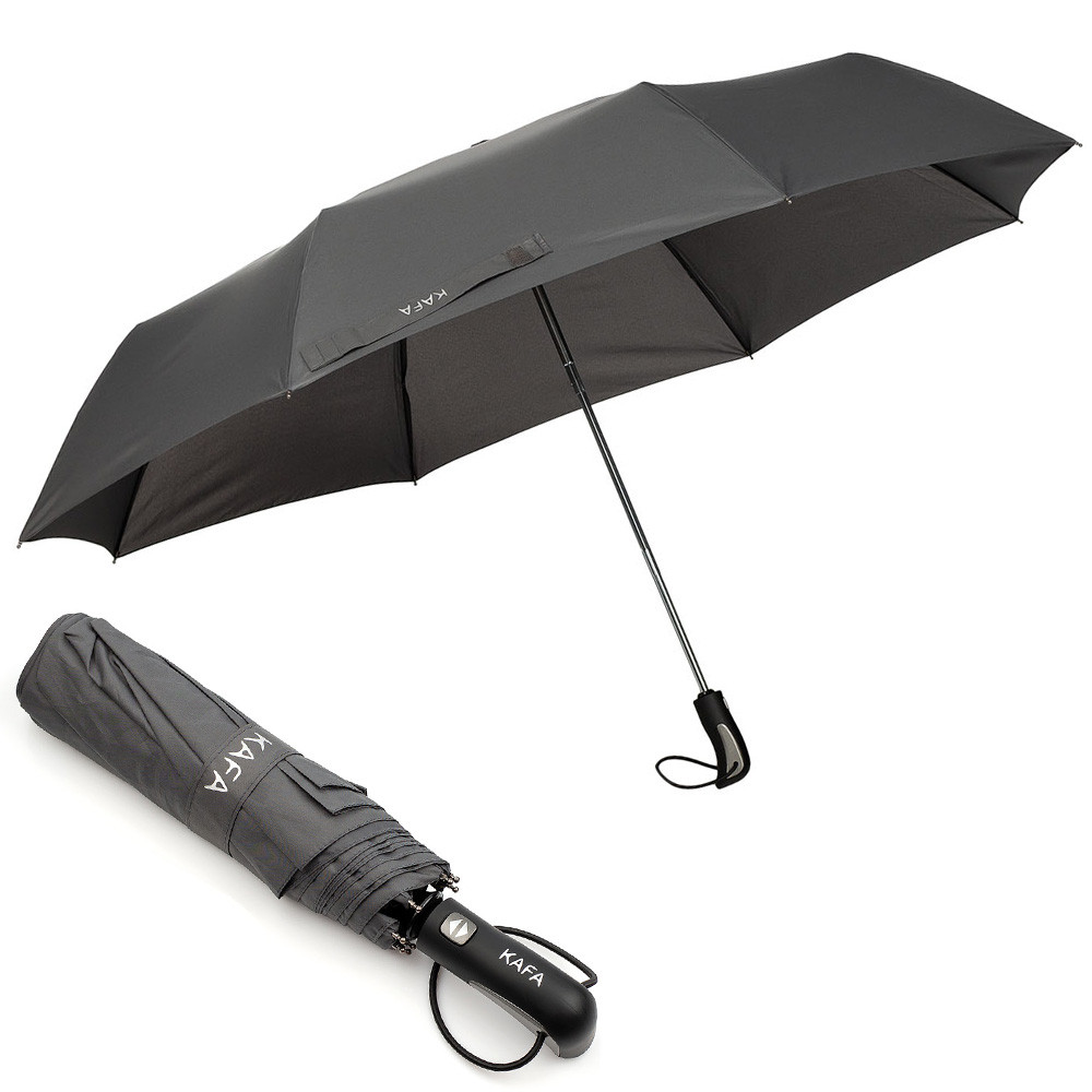 Фірмова парасолька чоловіча KAFA з великим куполом 122 см, автомат, антивітер, сіра (fb)