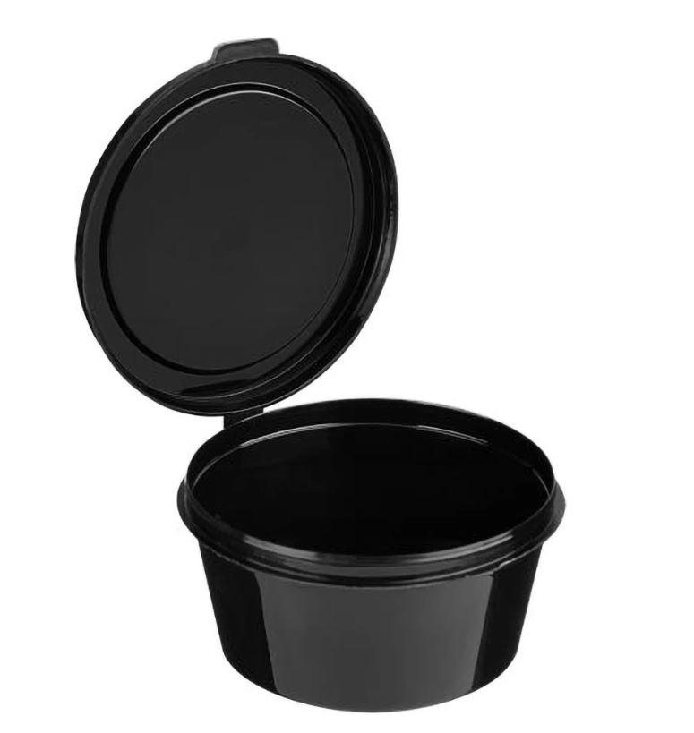 Соусник круглий PP із кришкою 30мл | Чорний NEW BLACK