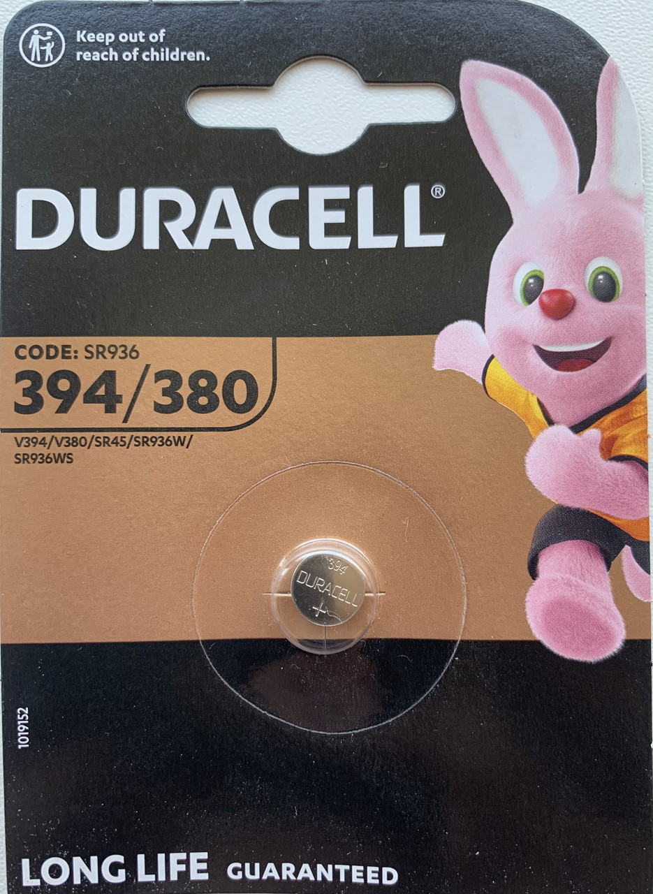 Батарейка годинника Duracell 394, AG9, SR936SW 1,55V