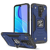 Чехол Protector для Xiaomi Redmi 9 бампер противоударный с подставкой Dark-Blue