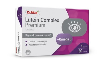 Dr.Max Lutein Premium Лютеїн, Зеаксантин, Omega-3, цинк, вітаміни А, С, Е, мідь, селен для зору, 30 капсул. До 06/2027