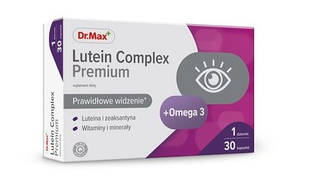 Dr.Max Lutein Premium Лютеїн, Зеаксантин, Omega-3, цинк, вітаміни А, С, Е, мідь, селен для зору, 30 капсул