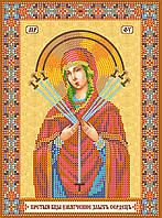 Ікона Пресвятої Богородиці "Семистрельна" Схема для вишивання бісером на натуральному художньому полотні