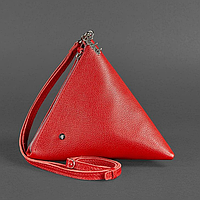 Жіноча маленька шкіряна сумка-косметичка через плече або на руку з натуральної шкіри червона