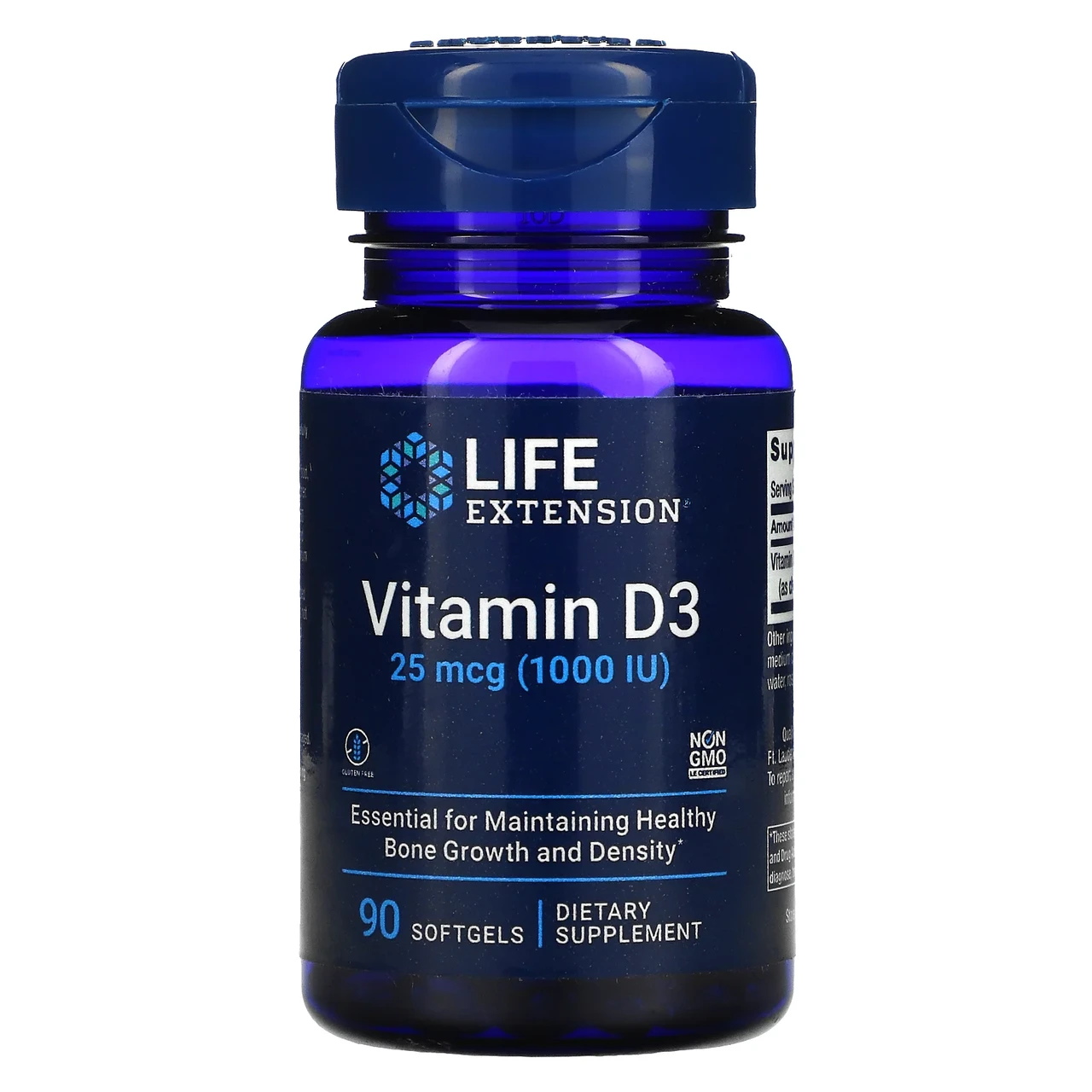 Life Extension, Вітамін D3, 25 мкг (1000 МО), 90 м'яких таблеток LEX-17539, Київ
