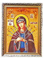 Ікона з бурштину "Богородиця Семистрільна"