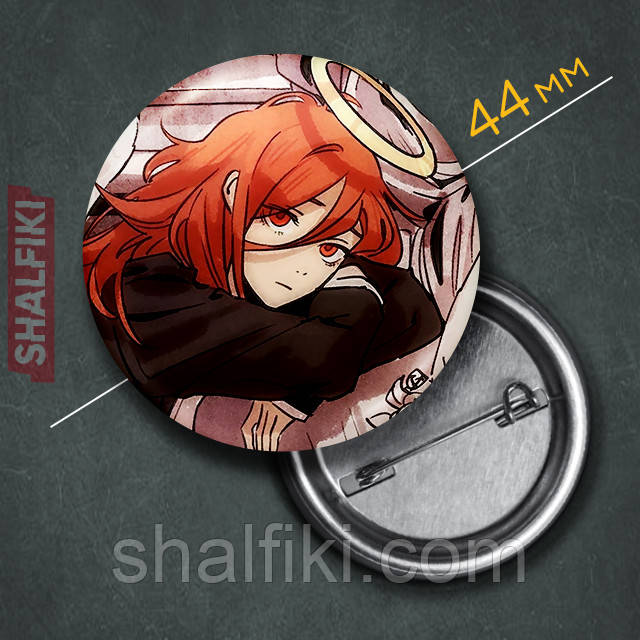 "Янгол / Демон янгола (Людина бензопила / Chainsaw man)" значок круглий на булавці Ø44 мм, фото 1