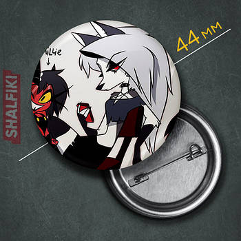 "Луна (Пекельний бос / Helluva boss)" значок круглий на булавці Ø44 мм