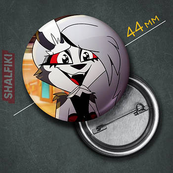 "Луна (Пекельний бос / Helluva boss)" значок круглий на булавці Ø44 мм