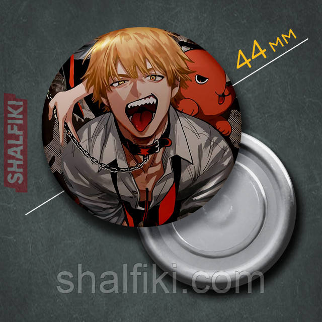"Денджи (Людина бензопила / Chainsaw man)" магніт круглий Ø44 мм, фото 1