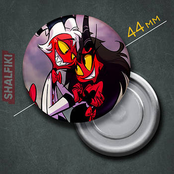 "Моксі і Міллі (Пекельний бос / Helluva boss)" магніт круглий Ø44 мм