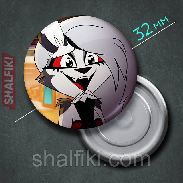 "Луна (Пекельний бос / Helluva boss)" магніт круглий Ø32 мм, фото 1