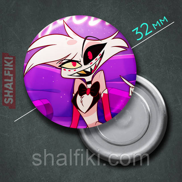 "Енджел Даст (Готель Газбін / Hazbin hotel)" магніт круглий Ø32 мм, фото 1