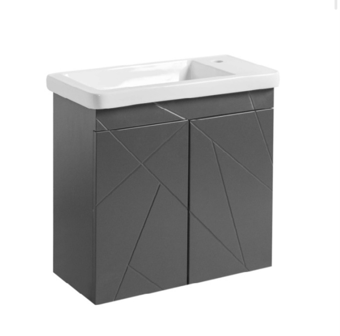 Тумба підвісна Аура графіт 60 см з умивальником